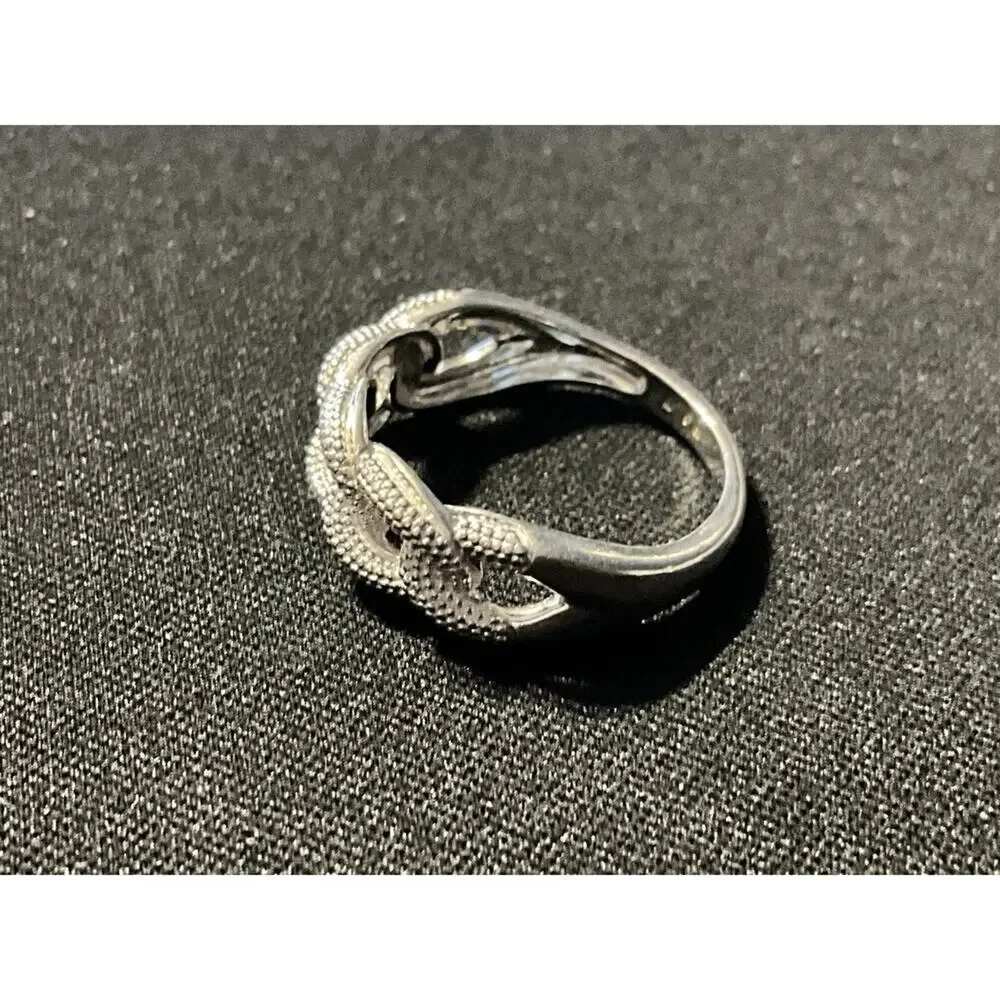 925 Chain Link Textured Ring Size 7